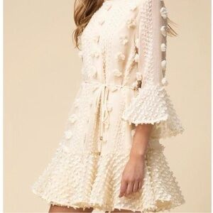 Entro Elegant Cream Textured Dress Size M